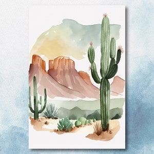 Minimalist Sonoran Desert Cactus Wall Art Southwest Nature Inspired