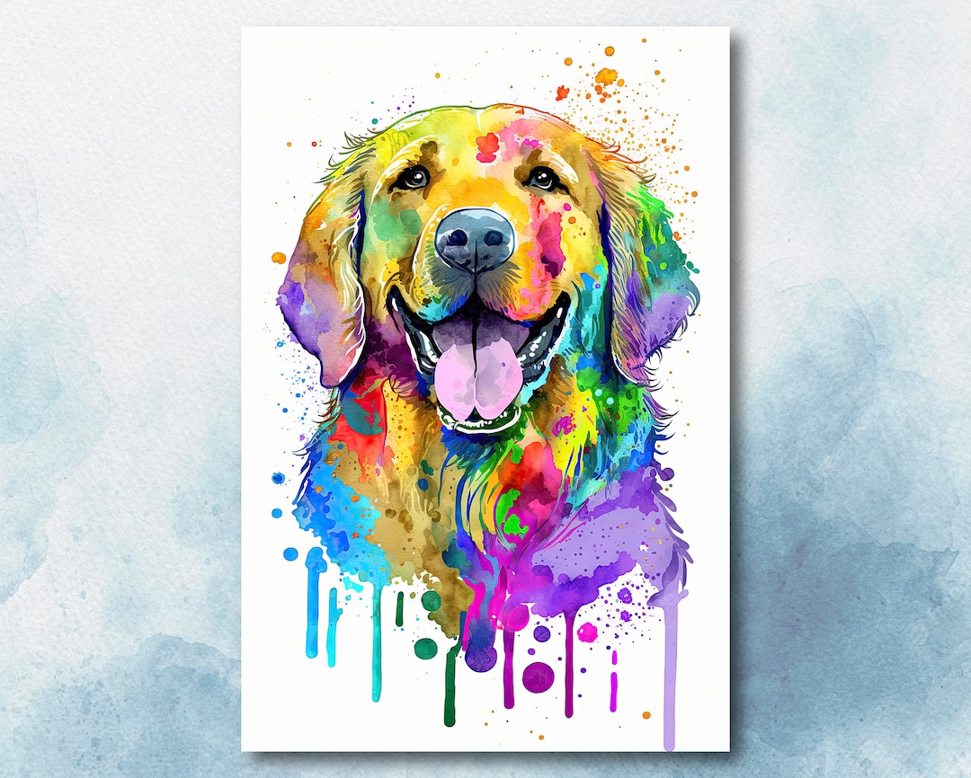 Golden Retriever Dog Watercolor Print Cute Pet Keepsake Wall Art Dog ...