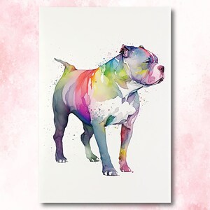 Pit Bull Watercolor Print Cute Pet Keepsake Wall Art Dog Lover Gift Adorable Staffordshire Terrier Home Decor for Puppy Dog Lovers!