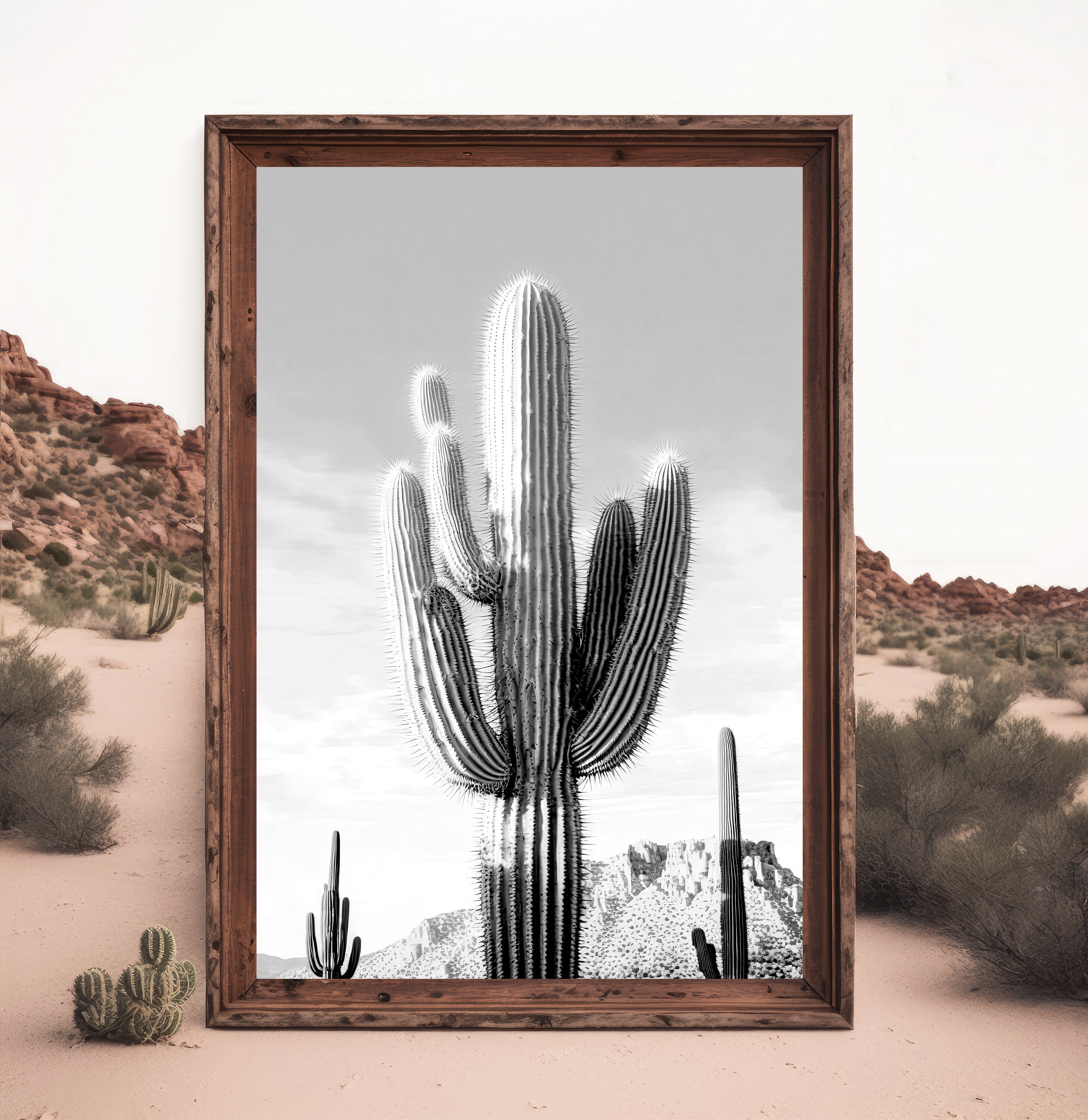 Saguaro Cactus Desert Landscape Watercolor Print Colorful Wall Art ...