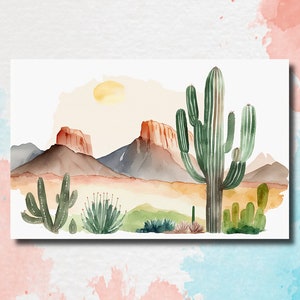 Minimalist Sonoran Desert Cactus Wall Art Southwest Nature Inspired