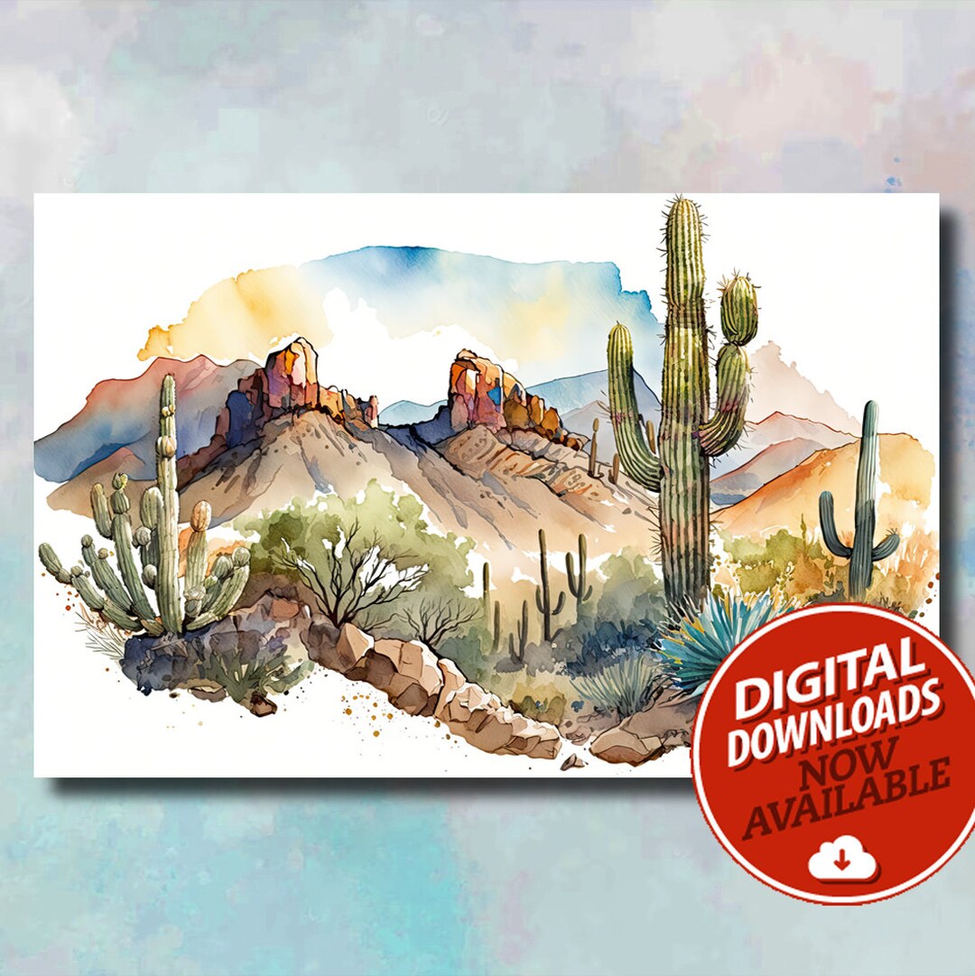 Arizona Desert Printable Digital Download Colorful Watercolor - Etsy