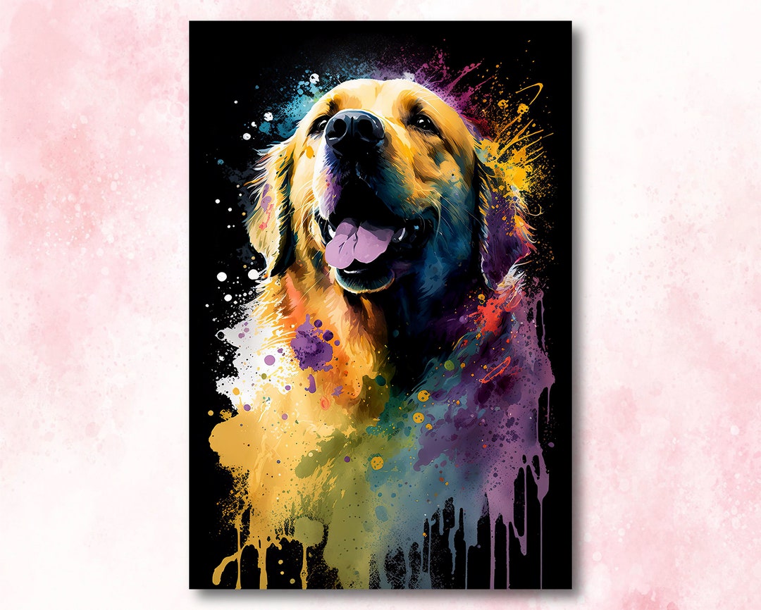 Golden Retriever Dog Watercolor Print Cute Pet Keepsake Wall Art Dog ...