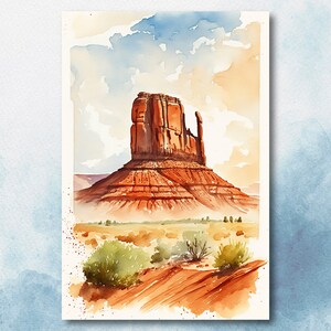 Monument Valley Print Arizona Sonoran Art Watercolor Desert Southwest Wall Art Boho Wall decor Gift Southwestern Decor