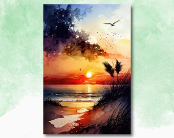 日本未入荷-4サイズ♪ウォールアートWatercolor Ocean at Sunset il_340x270.4907577704_p9hs.jpg