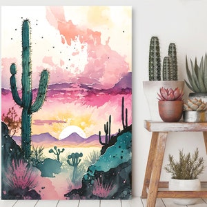 Desert Saguaro Cactus Sunset Wall Art Print Southwest Sonoran ...