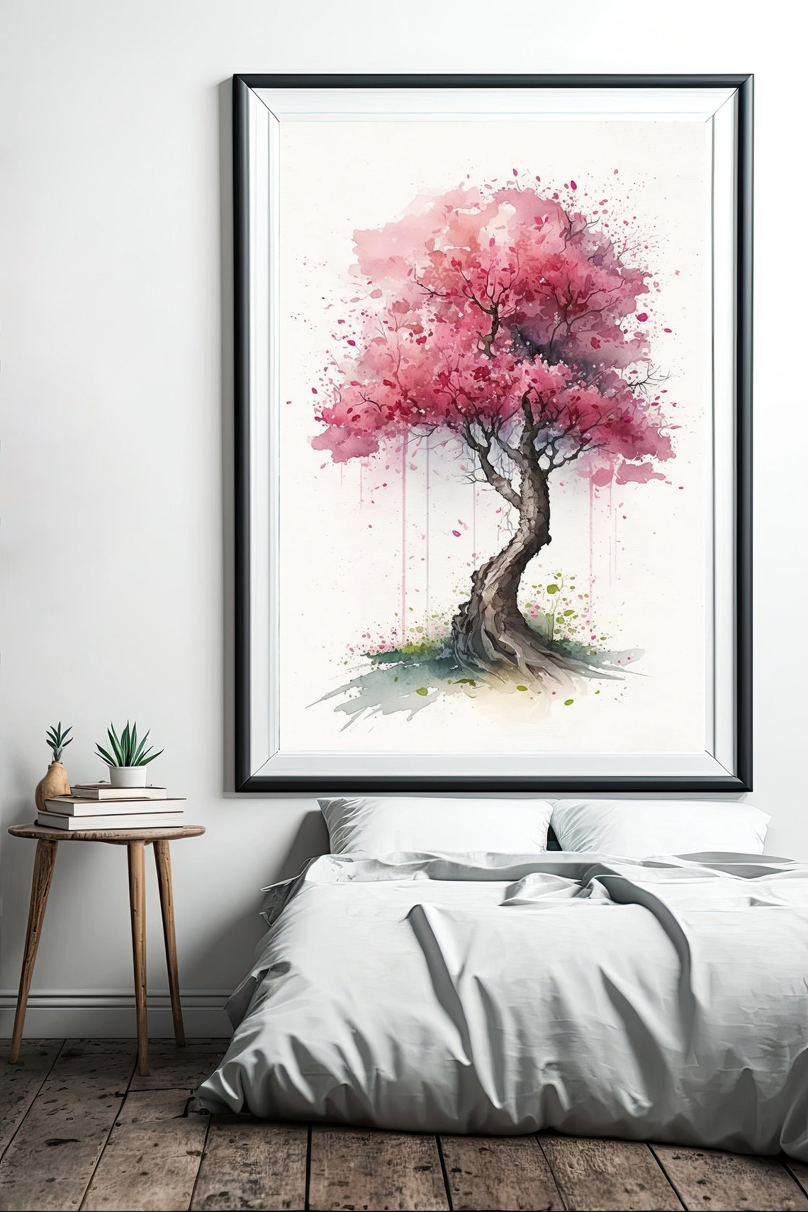 Japanese Pink Sakura Cherry Blossom Bonsai Tree Wall Art Asian Print ...