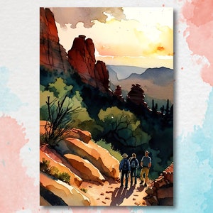 Watercolor Sedona Arizona Sunset Art Print Southwest Wall Art Landscape Gift Desert Home Western Decor