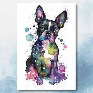 Boston Terrier Dog Watercolor Print Cute Pet Keepsake Wall Art Dog Lover Gift Adorable Canine Home Decor for Puppy Lovers!