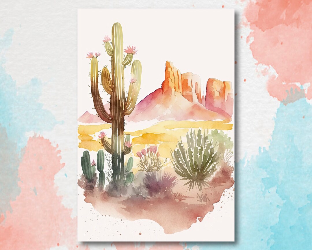 Minimalist Sonoran Desert Cactus Wall Art Southwest Nature Inspired