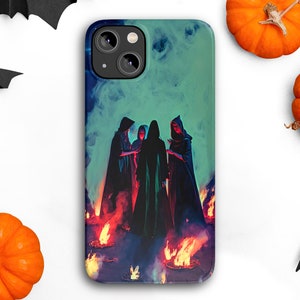 Witchy Salem Wiccan iPhone Case 14 13 12 11 Pro XR, Halloween Spooky Occult Magic Hard Protective Phone Cover