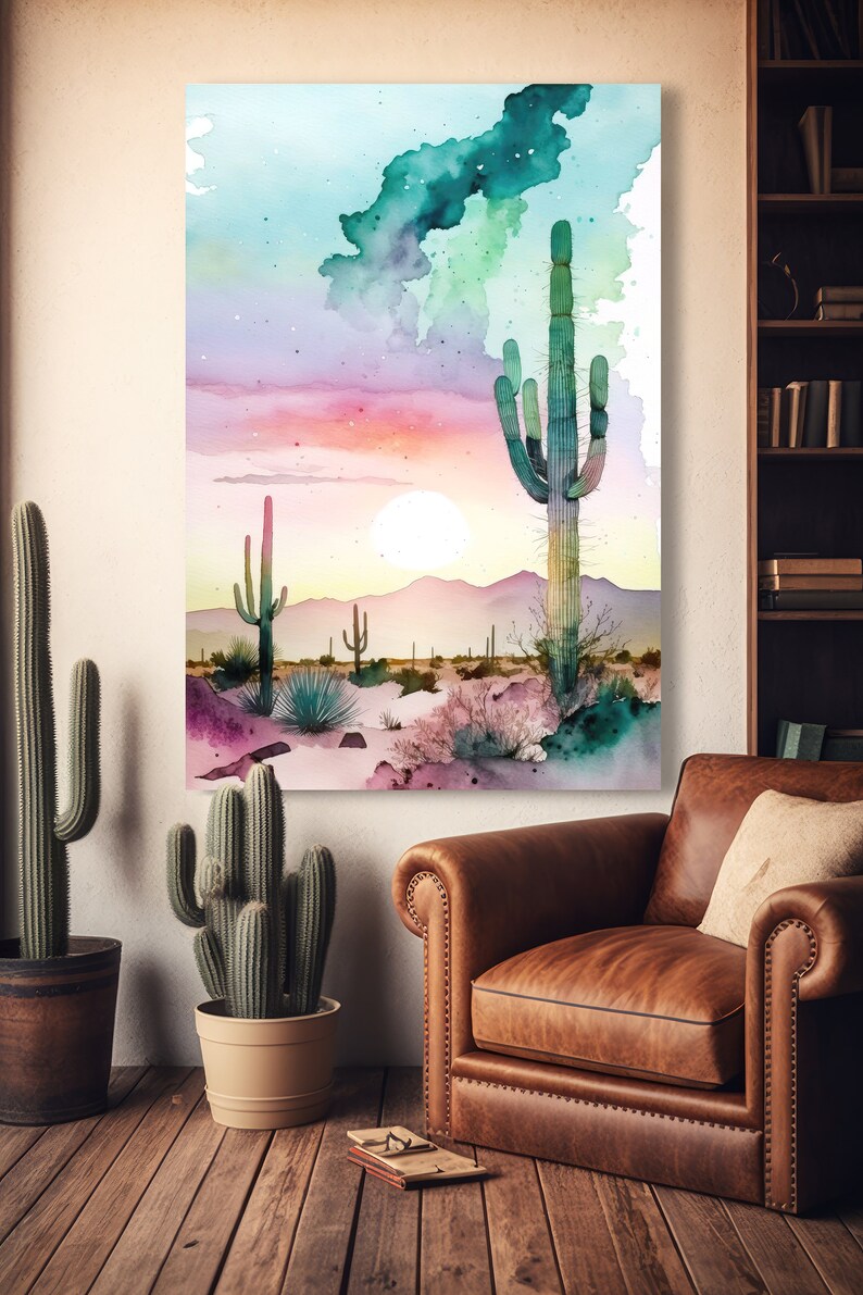 Desert Saguaro Cactus Sunset Wall Art Print Southwest Sonoran ...