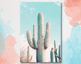Saguaro Cactus Desert Landscape Watercolor Print Colorful Wall Art Southwest Gift Beautiful Nature Home Decor