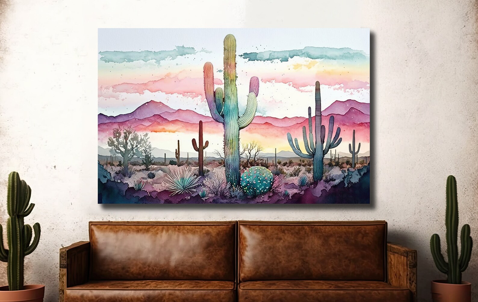 Sonoran Desert Rainy Sunset Cactus Wall Art Print Southwest Nature ...