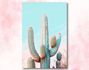 Saguaro Cactus Desert Landscape Watercolor Print Colorful Wall Art Southwest Gift Beautiful Nature Home Decor