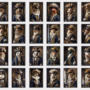 Victorian Animal Wall Art Aristocrat Animal Prints Digital Download Animal Portrait Vintage Wall Art Instant Download