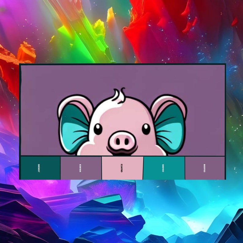 Color Palette Piggy Picture With Digital Coloring Hex Codes Etsy