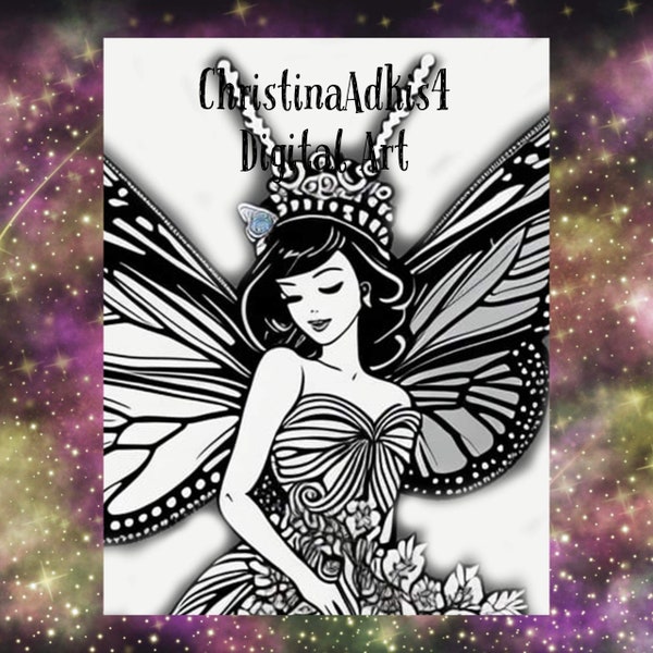 Beautiful pinup butterfly lady line drawing coloring page