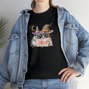 Pug boo t-shirt, pug shirt, pug Halloween shirt,pug witch, boo shirtHeavy Cotton Tee