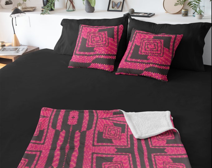 Crochet Design Decor Bundle Set - Cozy Throw Blanket and Pillows Set in Check Mate Crochet Patterns for Chilly Nights