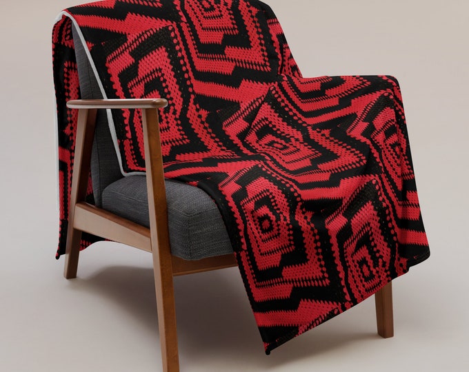 Cozy Crochet Throw Blanket - Romance Red Crochet Design Ideal for Bedroom Essentials, Perfect Gift for Home Decor Lovers