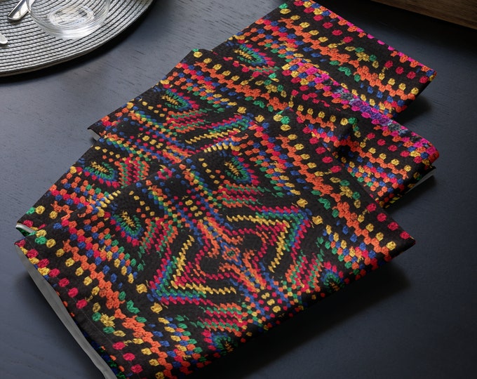 Set of 4 Cloth Napkins, Crochet Design Mistic Patterns, Housewarming Gift Ideas, Practical Last Minute Tableware Gifts
