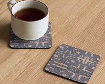 Custom Cork Back Coaster, Crochet Patterns  Settled Blues Design – Ideal Home Decor, Practical Last Minute House Warming Gift Ideas