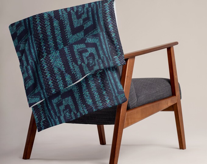 Cozy Winter Throw, Humble Blue Crochet Design Throw Blanket, Ideal for Chilly Nights, Winter Warmth and Unique Cozy Gift