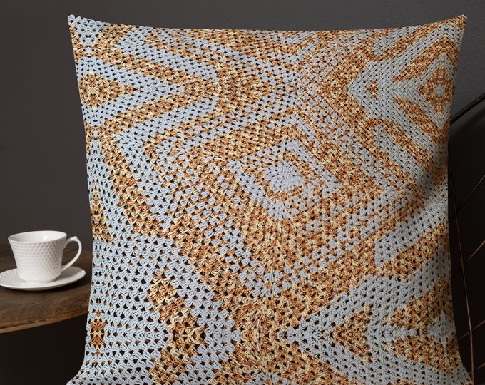 Nursery Throw Pillow Crochet Design Baby Blue Oasis Crochet Patterns Décor for Home Accents and College Essentials