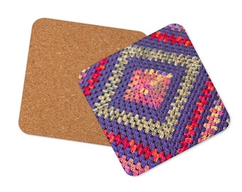 Decorative Cork Back Coaster, Crochet Design Table Decor Accents for Tabletop Protection & Dinner Setting Accessory – Chic Last Minute Gifts