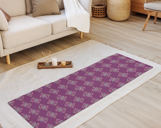 Yoga Mat Crochet Top Pattern, Workout Equipment in Home Gym, Thick Pilates Mat for Meditation, Purple Passion Design