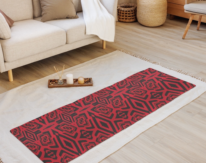 Yoga Mat Crochet Pattern Top, College Essentials Thick Foundational Red and Black Mat for Meditation, Prayer, Pilates