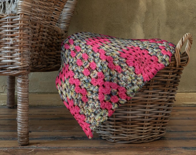 Crochet Design Throw Blankets Pillows and Towels in Pink and Multi Bright Best Cozy Back to School College Essentials