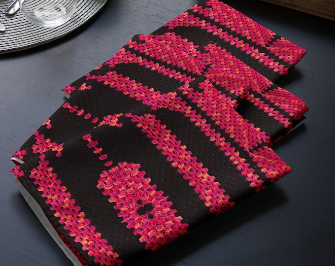 Dinner Napkins Set of 4, Check Mate Crochet Design Patterns, Housewarming Gift Ideas, Practical Last Minute Tableware Gifts