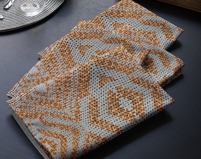 Set of 4 Cloth Napkins, Crochet Design Baby Blue Oasis Patterns, Housewarming Gift Ideas, Practical Last Minute Tableware Gifts