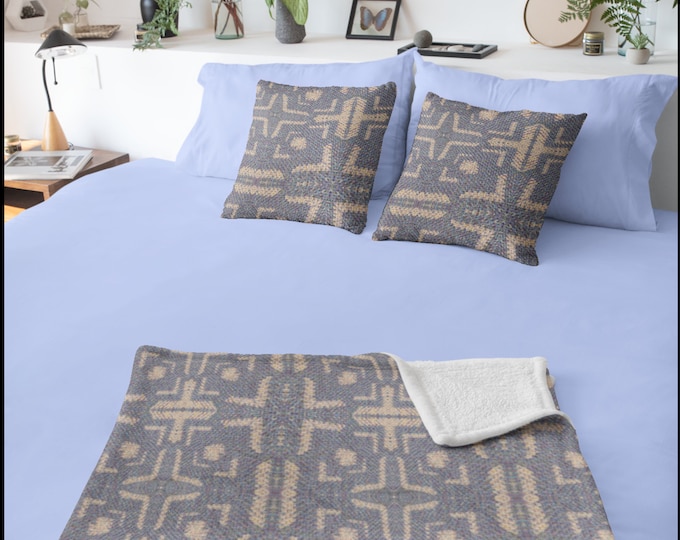 Winter Ready Cozy Crochet Design Blanket and Pillow Set, Settled Blues Crochet Pattern for Comfort, Ideal Winter Gift