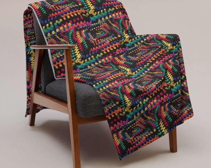 Cozy Crochet Design Throw Blanket, Classic Style Gift in Mistic Art – Perfect Holiday Gift for Cozy Home Decor