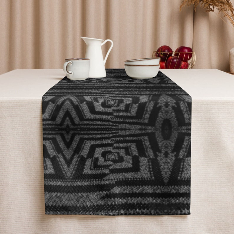 Custom Crochet Patterns, Modern Table Decor Runner, Black and Gray Design House Warming Last Minute and Practical ideas for Versatile Gifts bild 2