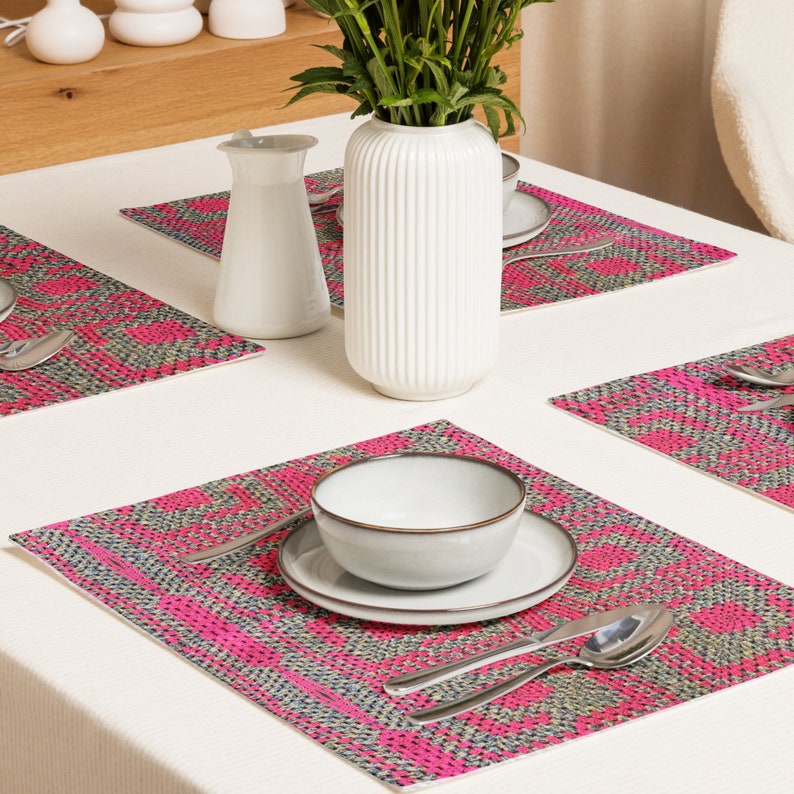 Dining Room Table Placemats Set of 4 Crochet Mats, Place Setting Linen