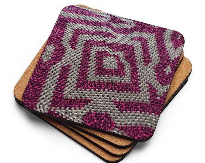 Custom Cork Coasters Set of 4, Crochet Pattern Ritzie Design – Practical Ideas for Last Minute House Warming Gift