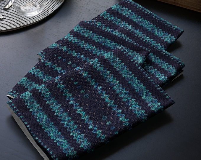 Dinner Napkins Set of 4, Humble Blues Crochet Design Patterns, Housewarming Gift Ideas, Practical Last Minute Tableware Gifts