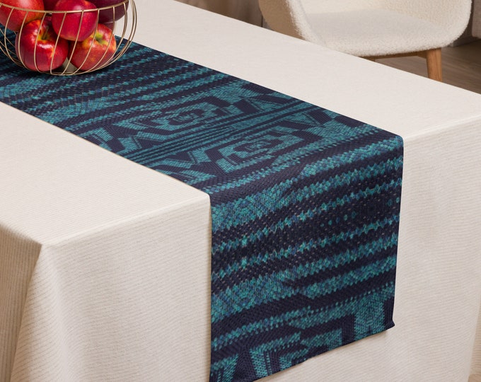 Crochet Pattern Table Centerpiece Runner Decor in Humble Blues Design for Dining Room Table Top - Ideal Housewarming Gift