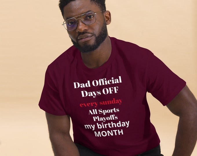 Classic Dad Quote Jersey Knit T Shirt Dad Official Days Off Short Sleeve Tee Workout Fitness Gym Top