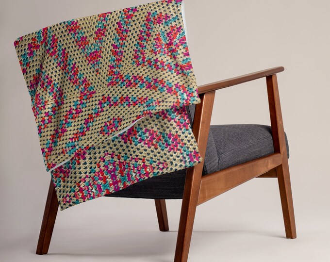 Cozy Throw Blanket, Nasau Grandma Crochet Design, Perfect for Children Playroom and Nursery Decor, Gift for New Parents