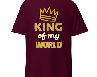 Classic Top For Dad Motivational Gym T Shirt - King of My World Workout Tee for Fitness Enthusiasts, Inner Champion