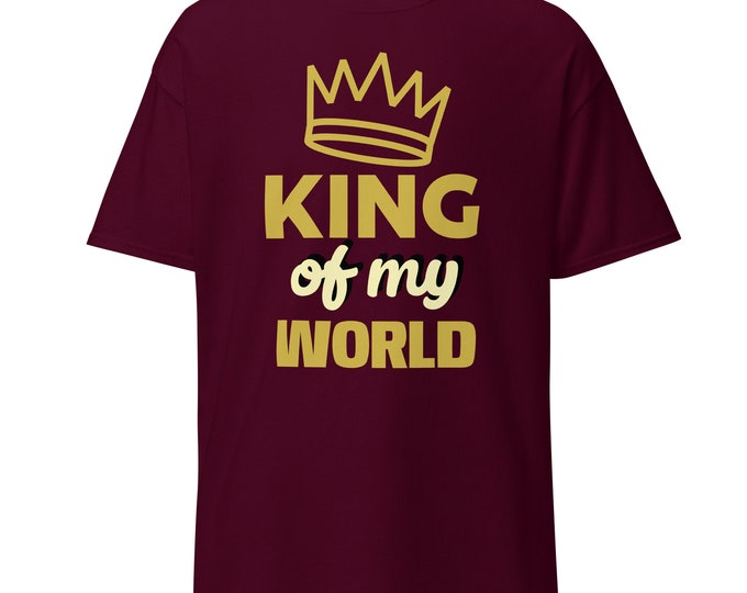 Classic Top For Dad Motivational Gym T Shirt - King of My World Workout Tee for Fitness Enthusiasts, Inner Champion