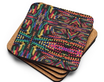Crochet Pattern Custom Coaster Set of 4 Mistic Design, Durable Cork Backing - Tabletop Protection, Practical Last Minute Housewarming Gifts