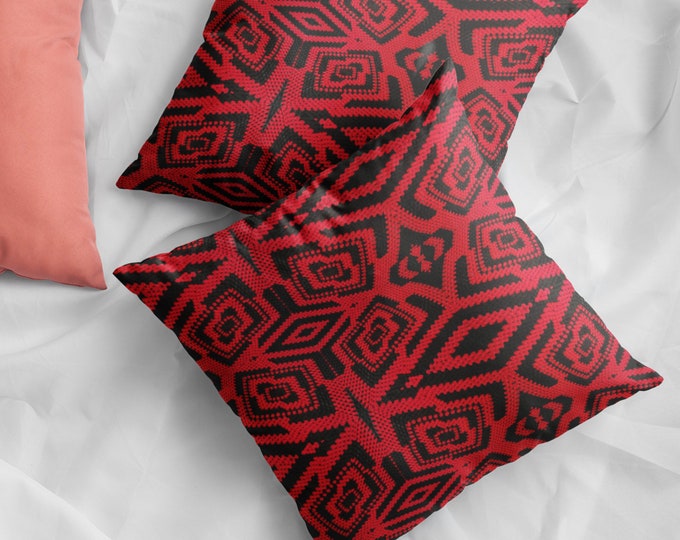 Cozy Throw Pillows Crochet Design Décor Foundational Black and Red Crochet Patterns for Elegant Furniture Accents