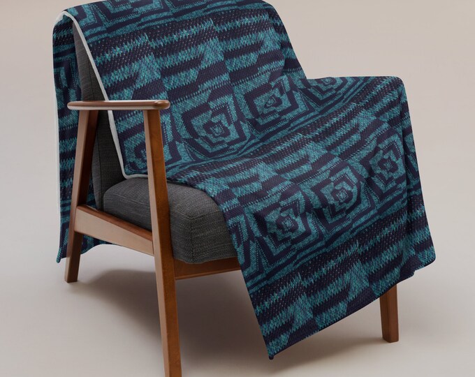 Unique Cozy Gift - Handcrafted Humble Blue Crochet Design Throw Blanket for a Cozy Winter, Perfect Holiday Gift for home