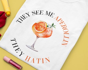 APEROL SPRITZ T-Shirt chemise d’été pour les soirées cocktail, chemise aperol pour soirée entre filles, chemise d’été cocktail, chemise de fête nuptiale